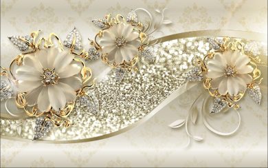 طرح لاکچری رویش گل های زیبا با تزئینات طلایی در حاشیه