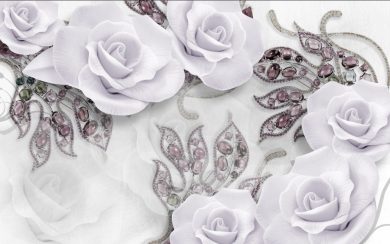 گل های رز سفید با جواهر دوزی زیبا