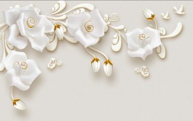 گل سفید رنگ نقش بسته بر دیوار