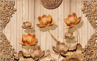 پوستر سه بعدی گل های برجسته چوبی
